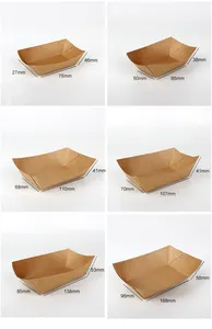 Paper Food Tray Disposable Kraft Paper Food Serving Tray Bulk Brown For Nachos Tacos BBQ Fries