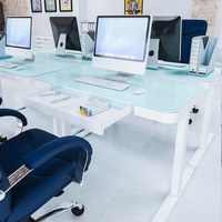 2025 nouveau double moteur verre trempé bureau bureau hauteur réglable Tables assis debout bureau avec Charge USB