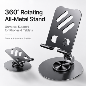 Opvouwbare telefoonstandaard van aluminiumlegering met gewogen basis en stabiele antislipondersteuning voor het bekijken van <span class=keywords><strong>video</strong></span>'s - Product Image 2