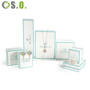 Caja de Cartón de Papel Premium Personalizada Blanca y Azul, Cajas de Embalaje para Joyería, Cajas para Collares, Pulseras, Anillos, Pendientes, Caja para Joyas - Product Image 1