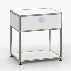 Bàn cạnh giường ngủ màu trắng sữa, Tủ lưu trữ bằng thép không gỉ kim loại, tủ thân thiện với môi trường, phong cách Bắc Âu - Product Image 1