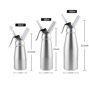 Utensili da Cucina per Dessert, Sifone per Panna Montata in Alluminio di Alta Qualità con Beccucci e Supporto, 1 Pinta, Colore Argento - Product Image 4