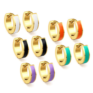 Huggie <b>Earrings</b> Zinc Alloy Geometric Round Women's Fashion <b>Earrings</b> Colorful Simple Design 10mm Diameter - Product Image 1