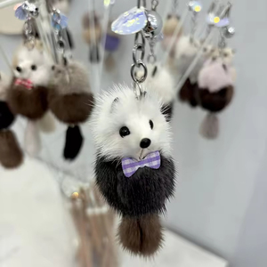 Varita de Lujo para Gatos con Forma de Zorro de Piel de Conejo Auténtica, con Campana y Lazo, Mango de Madera Natural, Interactiva para Entretener y Entrenar - Product Image 2