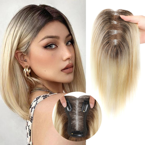 <span class=keywords><strong>Hiot</strong></span> #613 Blanco Barato Mono Top Mujeres Bang Topper cabello humano Natural Rusia Mujeres Cabello humano real Fino Transpirable Rubio Toppers - Product Image 2