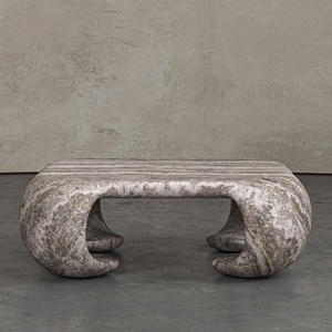 Table basse en <span class=keywords><strong>travertin</strong></span> gris argenté sur mesure, forme naturelle, pierre organique, mobilier de luxe pour <span class=keywords><strong>salon</strong></span>, décoration intérieure - Product Image 1