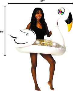 Bouée gonflable géante en PVC en forme de cygne scintillant pour adultes - Product Image 6