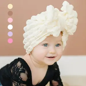 Copricapo per neonata e neonata cappellini per bambini cappelli a forma di fiocco grande con nodo a forma di fiocco per neonati