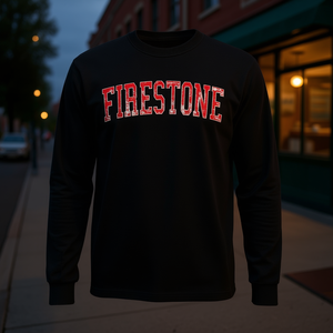 Maglietta a maniche lunghe Firestone rossa stile college effetto invecchiato - Product Image 1