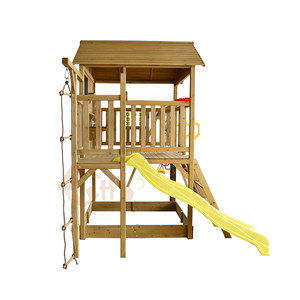 Balançoire et toboggan de patio en bois pour enfants avec échelle d'escalade - Product Image 4