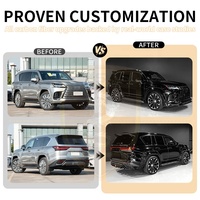Kit de carrosserie en fibre de verre de style WD pour Lexus LX600 Kit de carrosserie large Lèvre avant Diffuseur arrière Arches de roue Spoiler de toit Aile de coffre