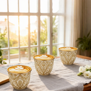 Set di 12 Tazzine da Caffè Arabo di Lusso Personalizzate con Decalcomania Dorata, 55ml 2oz, Mini Tazze da Tè <span class=keywords><strong>e</strong></span> Qahwa con Confezione <span class=keywords><strong>Regalo</strong></span>, Tazze Kawa dell'Arabia Saudita - Product Image 6
