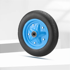 Rueda de caucho sólido de 14 pulgadas y 300-8 de grosor, azul, de funcionamiento silencioso, para ruedas de carretillas. - Product Image 1