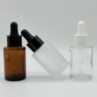 Flacon en verre de 30 ml à prix d'usine, compte-gouttes pour huile essentielle, compte-gouttes pour sérum, couleur dégradée brun givré et transparent