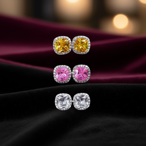 Orecchini a Perno E3717 con Cristallo Naturale Quadrato, Gioielli di Lusso per Donna - Product Image 2