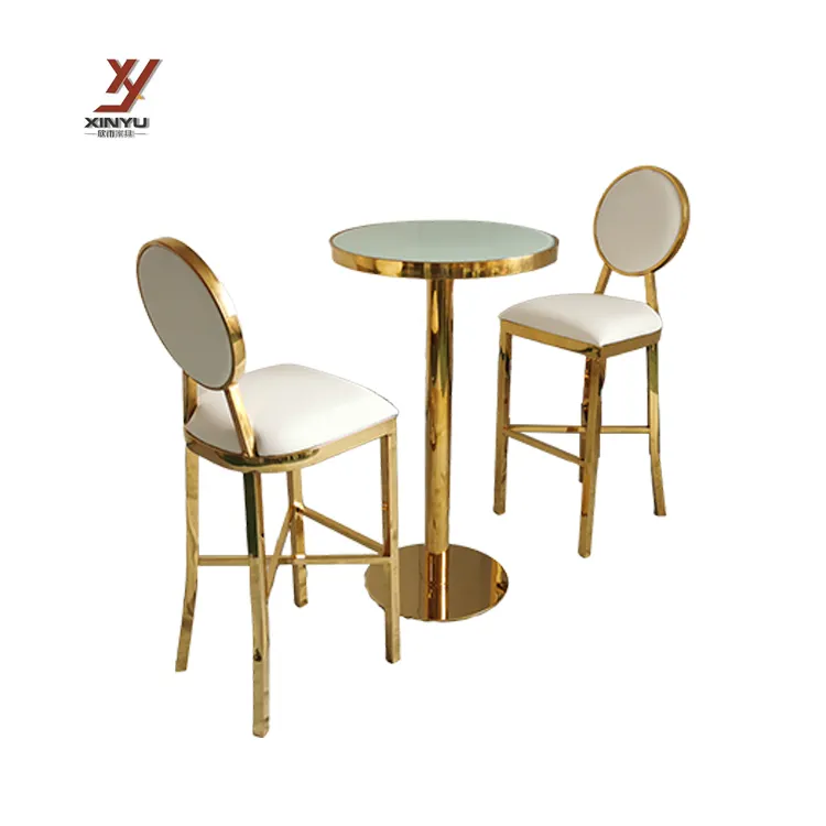 Nova Qualidade Café Mobiliário Comercial Moda Metal Round High Bar Mesa e cadeira Set