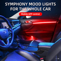Lumière d'ambiance universelle pour l'intérieur de la voiture en fibre optique acrylique RGB, contrôle par application, couleur changeante, lumière décorative LED