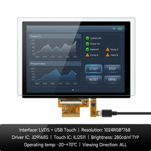 Module d'affichage tactile LCD TFT TMK 10,1 pouces 1024x768 LVDS 20 broches JD9168S G+G ILI2511 USB Moniteur industriel intégré RoHS 3,3V VC - Product Image 1