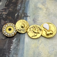 Boutons en métal vintage avec œil maléfique et perles, alliage de zinc doré, amulette de protection mystique pour vestes bohèmes