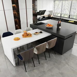 <span class=keywords><strong>Tavolo</strong></span> da Pranzo a T per <span class=keywords><strong>Cucina</strong></span> in Stile Minimalista Italiano, Integrato <span class=keywords><strong>con</strong></span> <span class=keywords><strong>Isola</strong></span>, Estensibile, Pieghevole e Girevole, Arredamento per Sala da Pranzo - Product Image 2