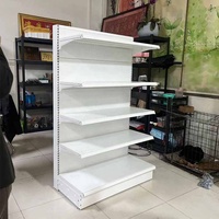 Étagères de supermarché métalliques double face personnalisées en usine pour minimarché, présentoir léger