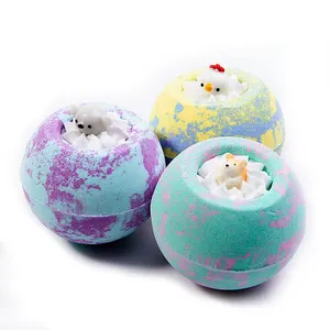 Fizzy gelembung organik 100% buatan tangan warna-warni perawatan kulit dengan mainan kejutan di dalam bom mandi