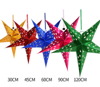 Ornement lanterne étoile à cinq papiers de 60 cm Décoration étoile de l'avent de Noël pour décorations murales et décorations de fête