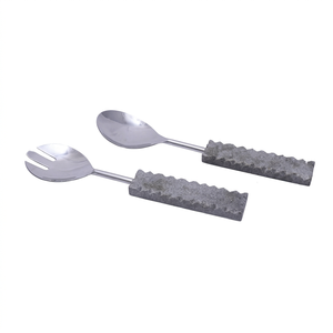 Eco Friendly Stainless Steel <b>Salad</b> Servers Set with Cement Handles Modern Design for Home Kitchen <b>Salad</b> <b>Tools</b> - Product Image 1
