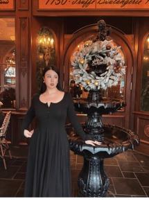 Vestido largo negro elegante minimalista inspirado en la supermodelo, falda ancha de manga larga de talla grande, cintura ceñida, estilo informal para Curvy - Product Image 6