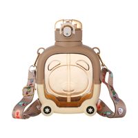 600ml enfants haute Attraction bandoulière tasse à eau été Anti-chute Portable paille tasse magique ours carré conception filles