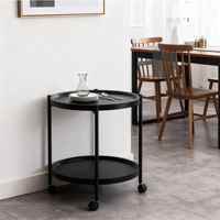 Table d'appoint moderne en bois amovible avec roulettes, support métallique, décorative, pliable, écologique, portable, pour la nuit