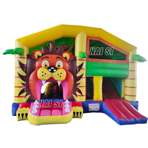 Castillo Inflable 3D Deluxe Jungle Lion con Tobogán y Zona de Brincos, Castillo Inflable con Techo para Niños, Ciudad de Diversión, Juguetes Inflables para Fiestas y Eventos - Product Image 1