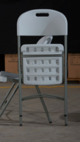 Chaises et table pliantes portables blanches en plastique pour jardin, plage, cuisine, événements et fêtes – Vente en gros