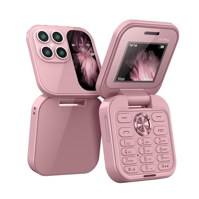 Fresh Release I17 Pro Mini Flip Cellular Phone GSM 2 SIM Card Speed Dial Magic Voice Colorful Fold Mobile Phone for Kids Gifts