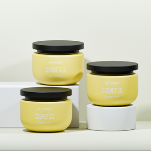 Barattolo Cosmetico Vuoto Ecologico Rotondo Opaco da <span class=keywords><strong>250</strong></span> <span class=keywords><strong>Ml</strong></span> in Plastica Gialla con Tappo a Vite per Scrub Corpo - Product Image 5