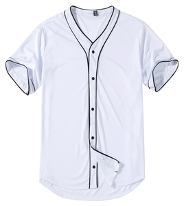 Vente en gros de chemises de baseball personnalisées en polyester 100% personnalisées évacuation de l'humidité à séchage rapide imprimé col en V pour décontracté - Product Image 2