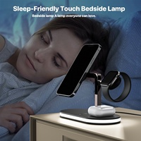 Tragbare Desktop-Handy uhr Drahtlose Ladestation mit Nachttisch lampe 3 in 1 15W Magnetisches kabelloses Schnell ladegerät