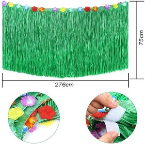 Falda de <span class=keywords><strong>mesa</strong></span> de hierba verde <span class=keywords><strong>para</strong></span> decoraciones de fiesta de cumpleaños Luau hawaiana falda de <span class=keywords><strong>mesa</strong></span> desechable <span class=keywords><strong>para</strong></span> eventos temáticos Luau - Product Image 3