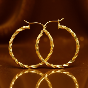 Orecchini a Cerchio E2935 in Oro per Donna, Design Intrecciato Placcato Oro 18K, Gioielli Raffinati per Uso Quotidiano - Product Image 2