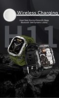Montre connectée H11 Sports Watch avec écran IPS de 2,01 pouces, charge sans fil, surveillance de la fréquence cardiaque, de la pression artérielle et du sommeil, avec lampe torche