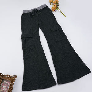 กางเกงคาร์โก้ทรงขาบานเอวต่ำแบบมีเชือกผูก แต่งผ้าปะติด สไตล์สตรีท ขายส่งจากโรงงาน ราคาพิเศษ - Product Image 6