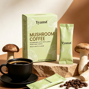 กาแฟลาเต้เห็ดชากาและเห็ดหลินจือ รสอ่อนโยน บรรจุ 10 กรัม*10 ซอง กล่องสีเขียวอ่อน สำหรับใช้ที่บ้าน เดินทาง ดูแลภูมิคุ้มกันประจำวัน รับผลิตแบบ OEM ขายส่ง - Product Image 4