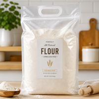 Sachet Doypack Personnalisé pour Farine Biologique avec Fenêtre, Fermeture Ziplock, Résistant à la Chaleur, Qualité Alimentaire, Refermable, pour Ingrédients de Cuisson