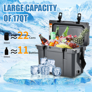Glacière portable rotomoulée 17QT, durable, en LLDPE, isolée, étanche, pour canettes, aliments, vin, <span class=keywords><strong>camping</strong></span>, pêche, plein air - Product Image 6