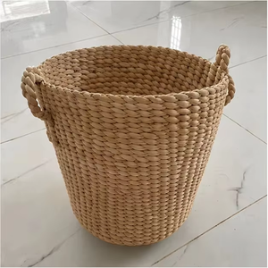 Natural Water Hyacinth Woven <b>Storage</b> Basket with Handles Multipurpose Organizer Bin for <b>Laundry</b> Toys Blankets Home Decor - Product Image 1