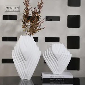 Merlin hidup vas cetak 3D untuk dekorasi rumah vas putih dekorasi keramik pabrik keramik cetak 3D grosir