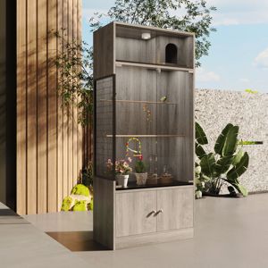 Offre Spéciale luxe grand verre trempé vitrine perroquet Pigeon bois debout nichoir oiseau Villa maison élevage cage à oiseaux - Product Image 3