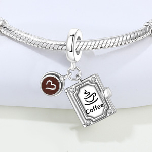 Colgante de cobre blanco con diseño de libro de café, superventas, pulsera DIY de alta gama, joyería y accesorios para mujer - Product Image 2
