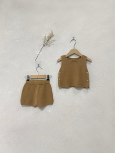 Conjunto de 2 Piezas para Bebé, <span class=keywords><strong>Chaleco</strong></span> y Pantalones Cortos Tejidos, 100% Algodón, Sin Mangas, Suéter de Verano Suave y Cálido para Niños y Niñas - Product Image 6