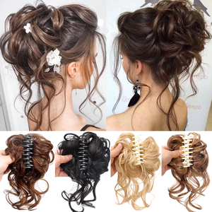 Chignon en cheveux synthétiques Chignon Messy Curly Hair Band Elastic Scrunchy Hairpieces Chignon Donut Updo Hair Pieces for Womens - Product Image 3